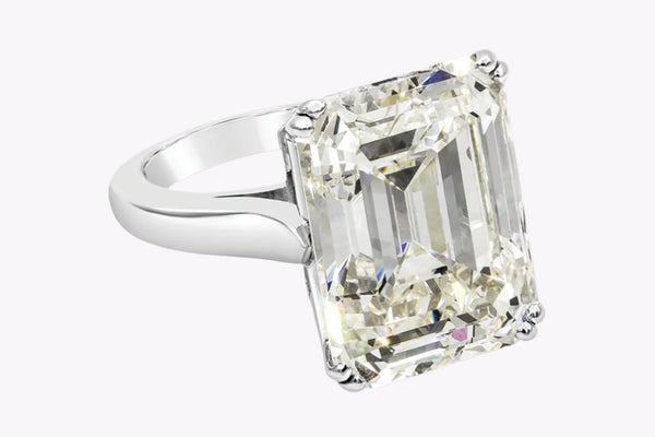 GIA Certified 16.00 Carats Emerald Cut Diamond Solitaire Engagement Ring in Platinum