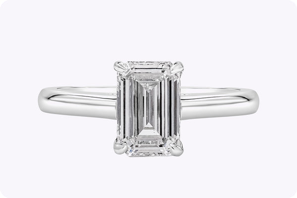 GIA Certified 1.27 Carats Emerald Cut Diamond Solitaire Engagement Ring in Platinum