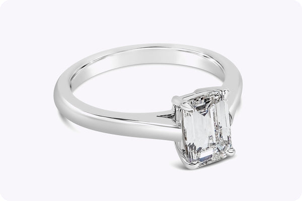 GIA Certified 1.27 Carats Emerald Cut Diamond Solitaire Engagement Ring in Platinum