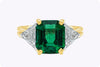 Oscar Heyman 2.91 Carats Emerald & Diamond Three-Stone Engagement Ring in Yellow Gold