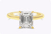 GIA Certified 2.30 Carats Total Emerald Cut Diamond Solitaire Engagement Ring in Yellow Gold