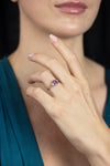 GIA Certified 2.04 Carats Emerald Cut Purple Pink Sapphire & Diamond Three-Stone Engagement Ring in Platinum