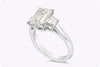 GIA Certified 2.96 Carats Emerald Cut Diamond Three Stone Engagement Ring in Platinum