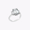 GIA Certified 4.07 Carats Emerald Cut Diamond Three-Stone Engagement Ring in Platinum