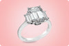 GIA Certified 4.07 Carats Emerald Cut Diamond Three-Stone Engagement Ring in Platinum