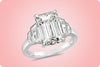 GIA Certified 5.01 Carat Emerald Cut Diamond Three Stone Engagement Ring in Platinum