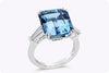 9.73 Carat Emerald Cut Aquamarine Three-Stone Engagement Ring in Platinum