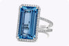 9.17 Carats Elongated Emerald Cut Aquamarine Gemstone Ring in Platinum