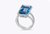 9.17 Carats Elongated Emerald Cut Aquamarine Gemstone Ring in Platinum