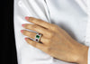 GIA Certified 4.91 Carats Total Mixed Cut Green Emerald, Ruby & Diamond Fashion Ring in Yellow Gold