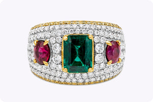 Emerald and rubies diamond dome ring
