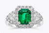 1.90 Carats Emerald Cut Emerald & Diamond Engagement Ring in White Gold