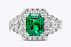 1.90 Carats Emerald Cut Emerald & Diamond Engagement Ring in White Gold