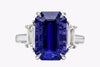 10.62 Emerald Cut Blue Sapphire Wedding Ring