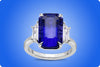 GRS Certified 10.62 Carats Emerald Cut No-Heated Blue Sapphire Three-Stone Engagement Ring in Platinum