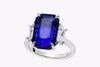 Blue Sapphire & Diamond Three-Stone Engagement Ring 