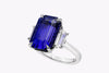  Cut Blue Sapphire & Diamond Three-Stone Engagement Ring