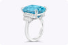 13.58 Carats Emerald Cut Aquamarine & Diamond Engagement Ring in Platinum