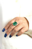 12.82 Carats Emerald Cut Emerald & Diamond Three-Stone Engagement Ring in Platinum