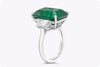 12.82 Carats Emerald Cut Emerald & Diamond Three-Stone Engagement Ring in Platinum