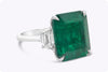 16.10 Carats Emerald Cut Emerald & Diamond Three-Stone Engagement Ring in Platinum