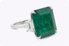 16.10 Carats Emerald Cut Emerald & Diamond Three-Stone Engagement Ring in Platinum