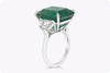 16.10 Carats Emerald Cut Emerald & Diamond Three-Stone Engagement Ring in Platinum