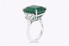 16.10 Carats Emerald Cut Emerald & Diamond Three-Stone Engagement Ring in Platinum