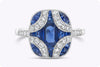 1.44 Carats Total Blue Sapphire & Diamond Fashion Ring in Platinum