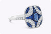 1.44 Carats Total Blue Sapphire & Diamond Fashion Ring in Platinum