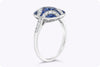 1.44 Carats Total Blue Sapphire & Diamond Fashion Ring in Platinum