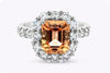 3.00 Carats Emerald Cut Imperial Topaz & Diamond Halo Engagement Ring in Platinum