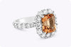 3.00 Carats Emerald Cut Imperial Topaz & Diamond Halo Engagement Ring in Platinum