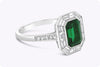 GIA Certified 1.43 Carats Emerald Cut Emerald & Diamond Engagement Ring in Platinum