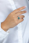 1.44 Carats Emerald Cut Colombian Emerald & Diamond Engagement Ring in Platinum