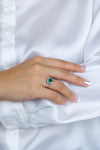 1.44 Carats Emerald Cut Colombian Emerald & Diamond Engagement Ring in Platinum