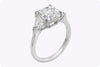 GIA-Certified 3.01-Carat Asscher Cut Diamond Three-Stone Engagement Ring in Platinum