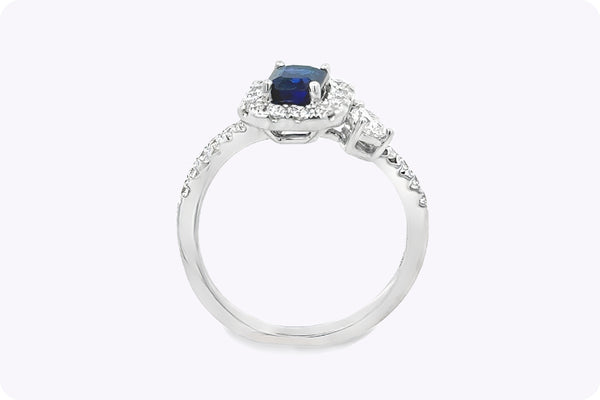 Sapphire & Diamond Halo Engagement Ring