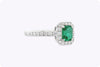 0.84 Carat Emerald Cut Emerald & Diamond Halo Engagement Ring in White Gold