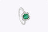 0.84 Carat Emerald Cut Emerald & Diamond Halo Engagement Ring in White Gold