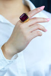 37.37 Emerald Cut Rubellite Cocktail Ring