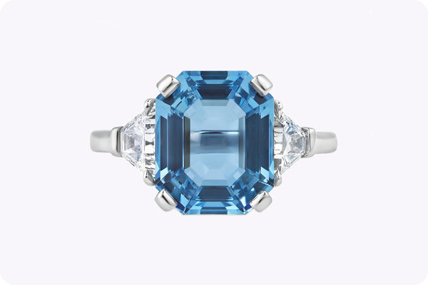 Emerald Cut Aquamarine Engagement Ring