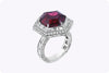 11.92 Carat Hexagon Cut Rhodolite Garnet Double Halo Fashion Ring in Platinum
