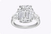 GIA Certified 6.01 Carat Emerald-Cut Diamond Three-Stone Engagement Ring in Platinum
