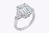 GIA Certified 6.01 Carat Emerald-Cut Diamond Three-Stone Engagement Ring in Platinum