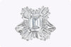 GIA Certified 5.19 Carats Total Emerald-Cut Diamond Cocktail Ring in Platinum