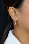 2.56 Carats Total Pear Shape Sapphire with Mixed Cut Diamond Dangle Earrings in White Gold