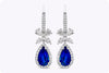 2.56 Carats Total Pear Shape Sapphire with Mixed Cut Diamond Dangle Earrings in White Gold