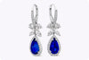 2.56 Carats Total Pear Shape Sapphire with Mixed Cut Diamond Dangle Earrings in White Gold