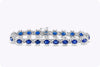 12.45 Carat Oval Cut Blue Sapphire with Diamond Flower Bracelet in White Gold